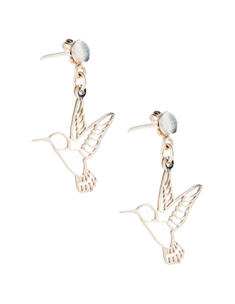 Aretes de colibrí Corazón de plata P 925 con acabado brillante 2
