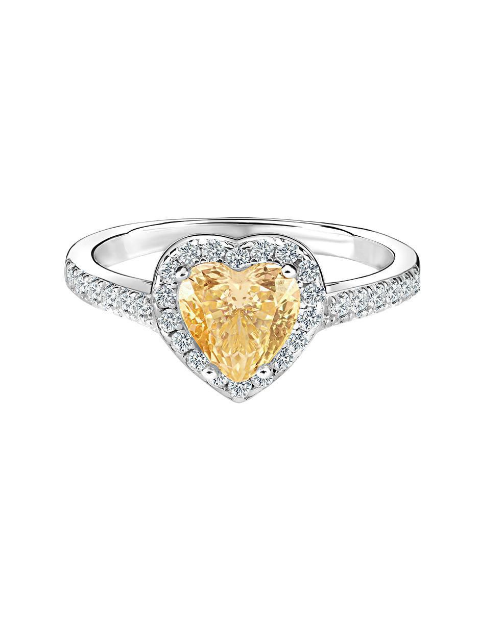 Anillo de corazón P 925 de plata topacio brillante 1