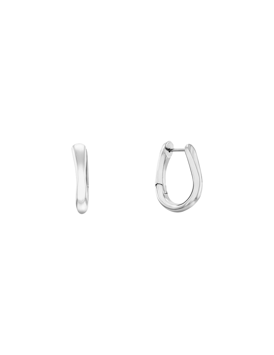 Aretes de aro Ck Statement Links con acabado brillante