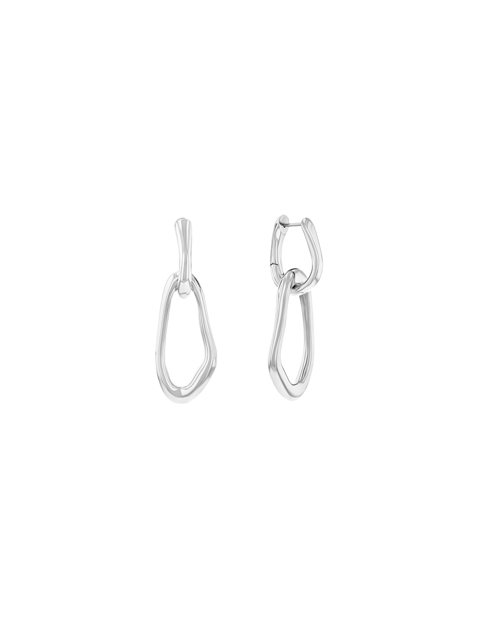 Aretes de aro Ck Statement Links con acabado brillante 2