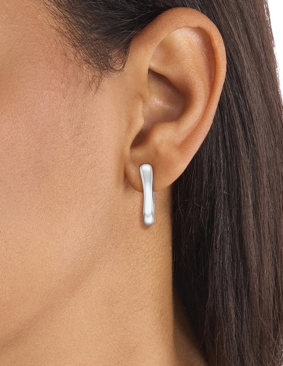 Aretes de aro Ck Statement Links con acabado brillante 5