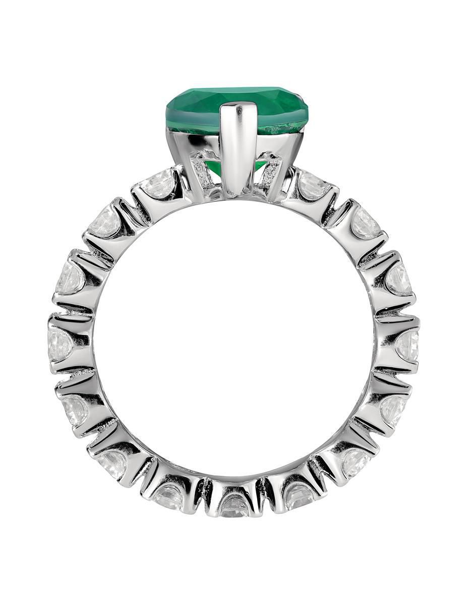 Anillo de corazón P 925 de plata esmeralda brillante 3
