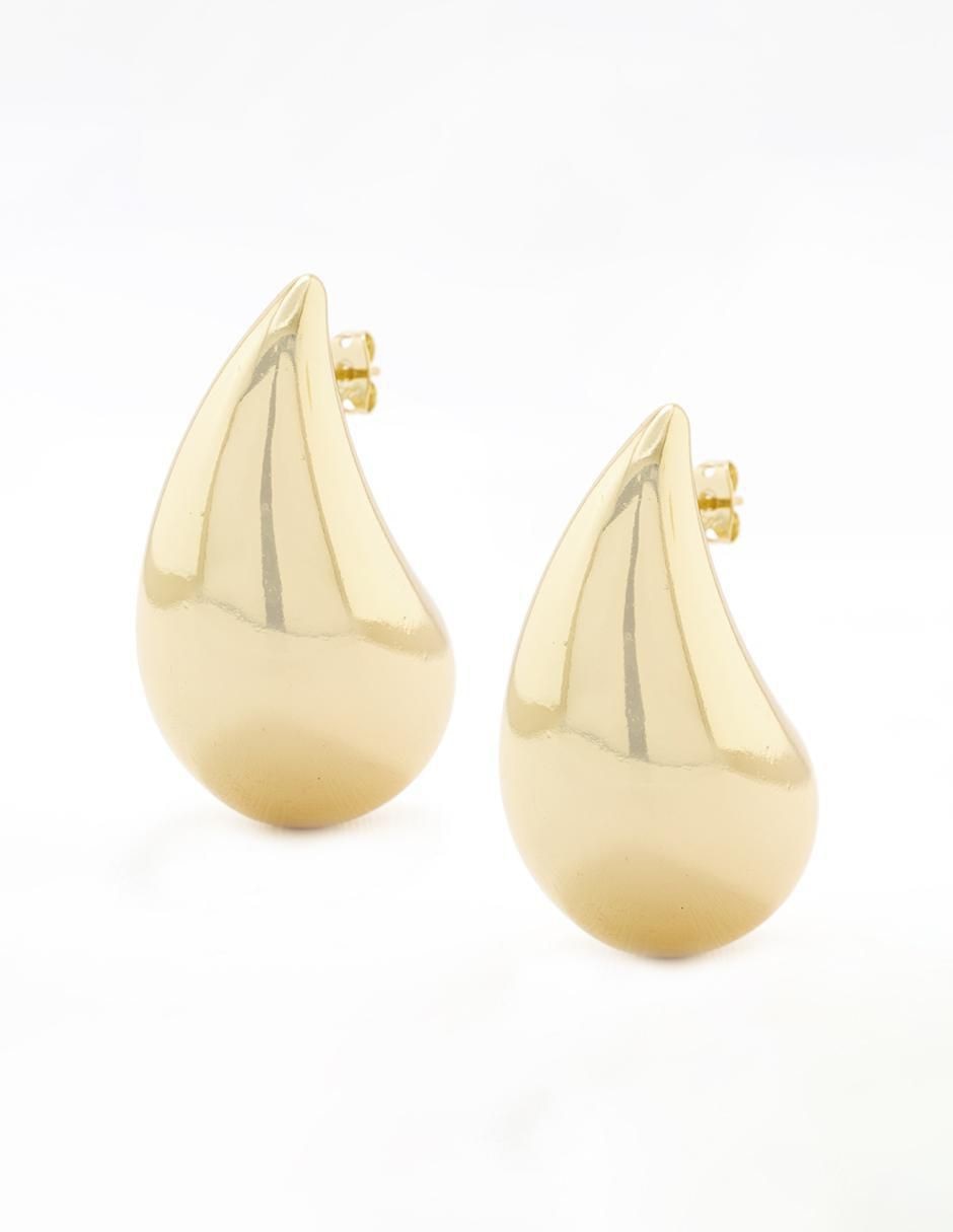 Aretes de gota Única con acabado chapa de oro