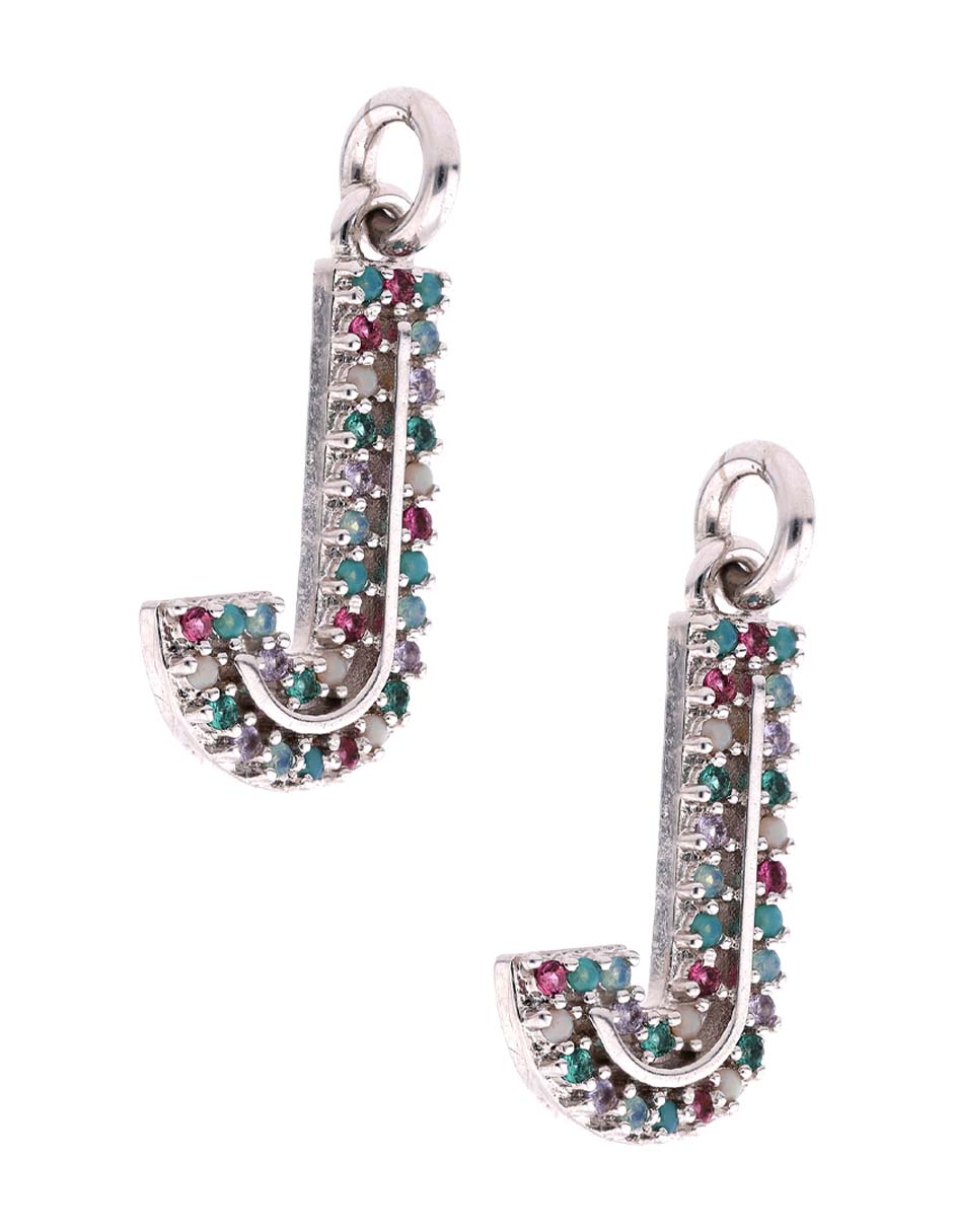 Charm de letra j de plata circonita 2