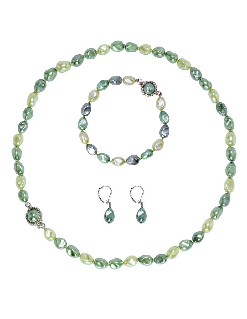 Aretes, collar y pulsera Perlas de Mallorca perla