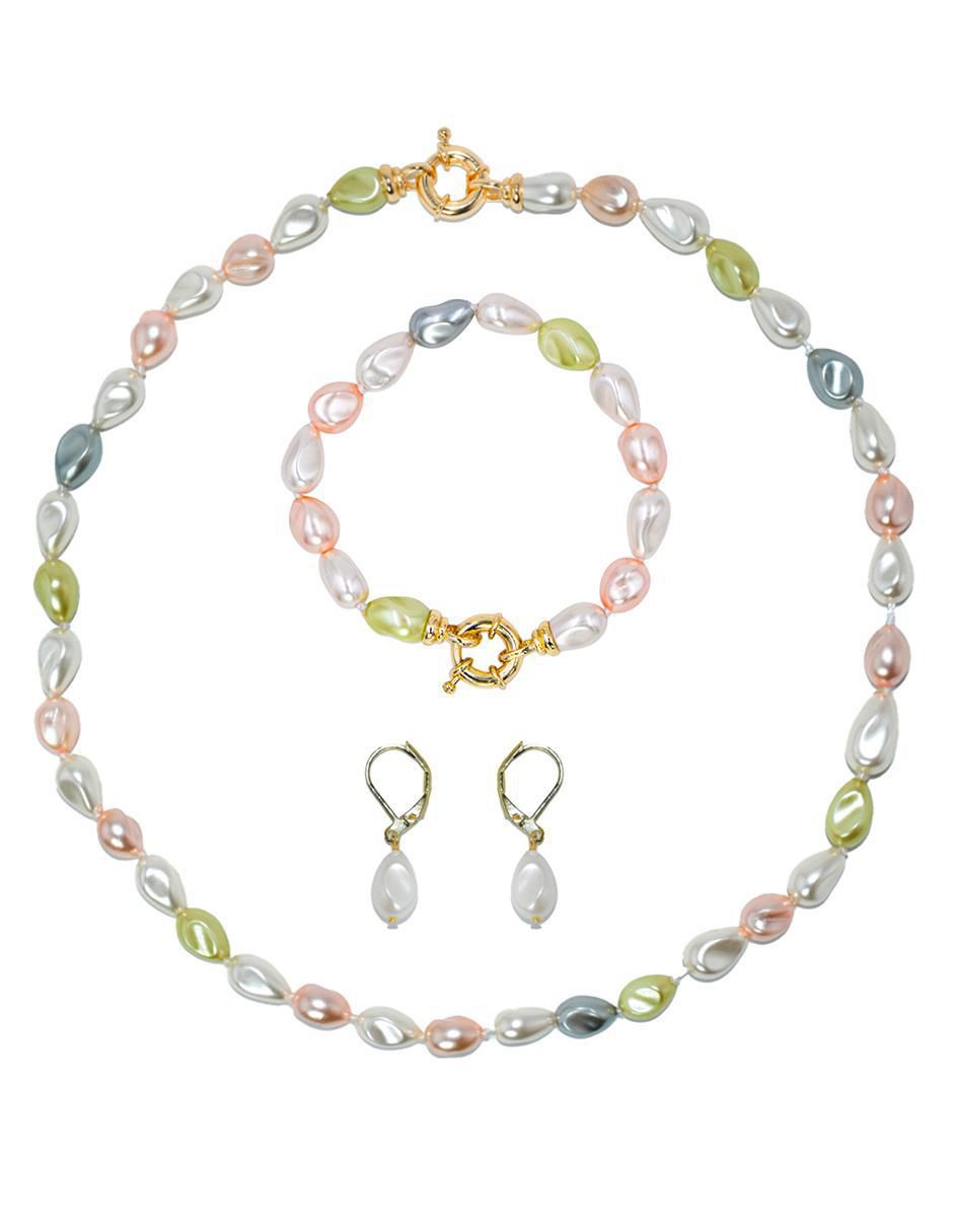 Aretes, collar y pulsera Perlas de Mallorca perla
