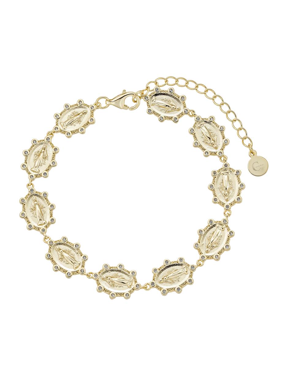 Pulsera de plata P 925 Religiosos con acabado baño de oro