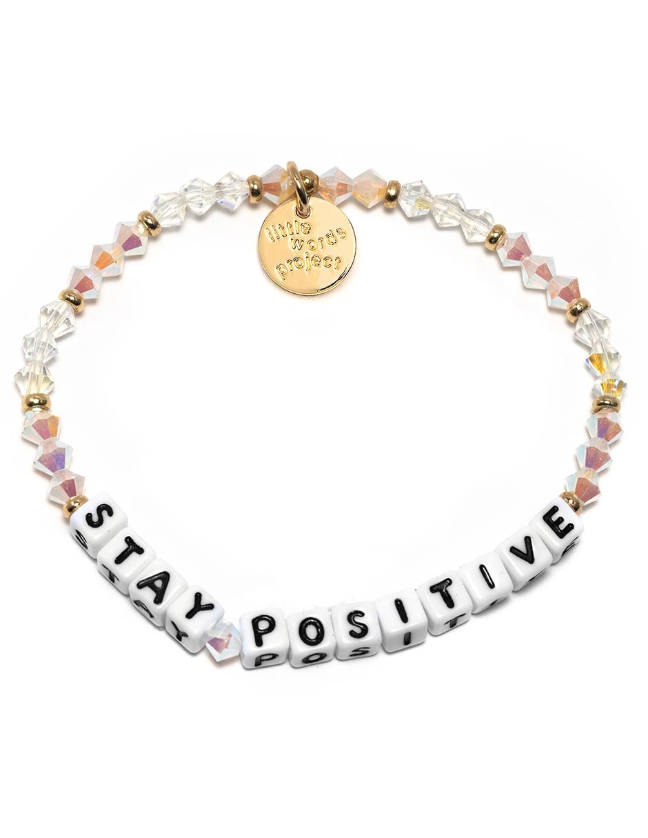 Pulsera Stay Positive con acabado chapa de oro