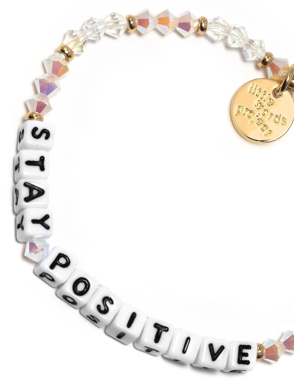 Pulsera Stay Positive con acabado chapa de oro 2