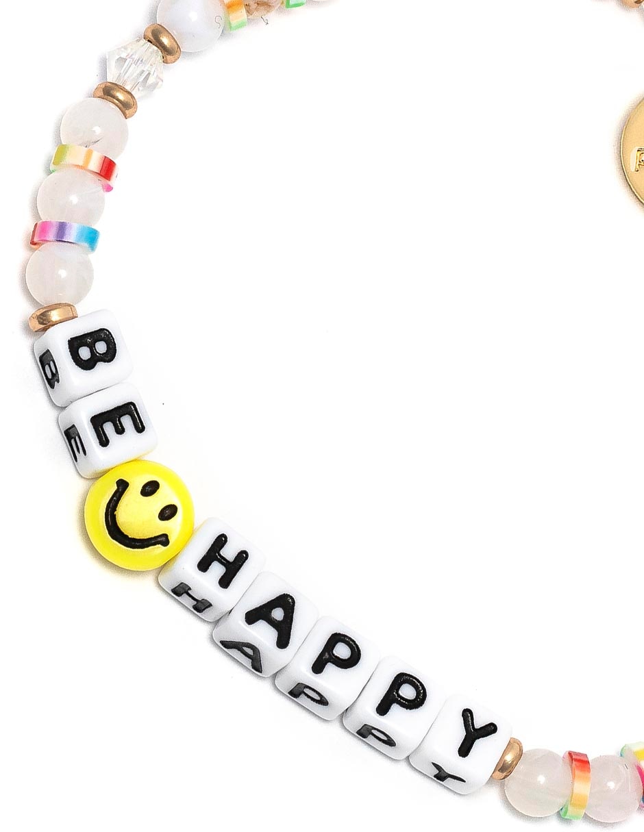 Pulsera Be Happy con acabado chapa de oro 2
