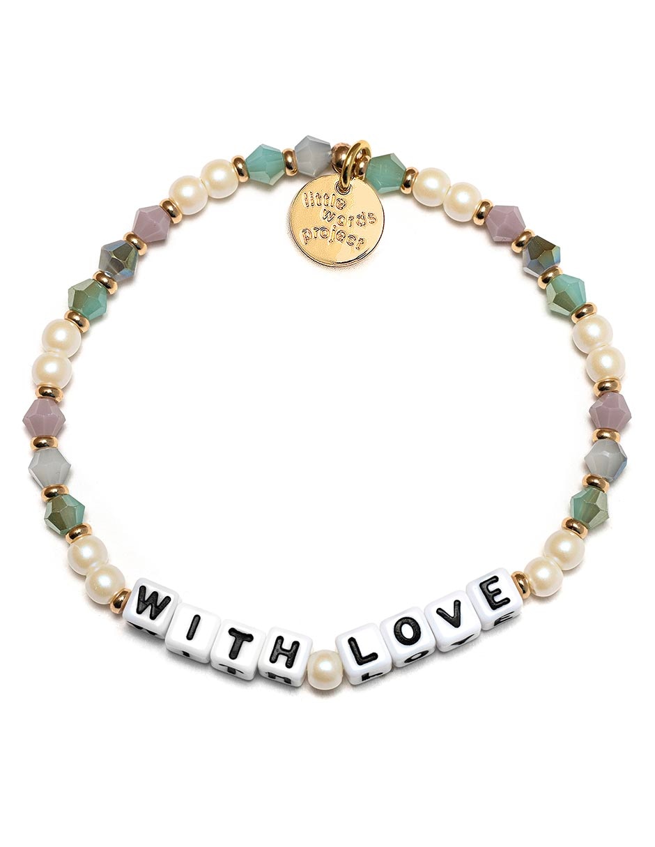 Brazalete With Love con acabado chapa de oro