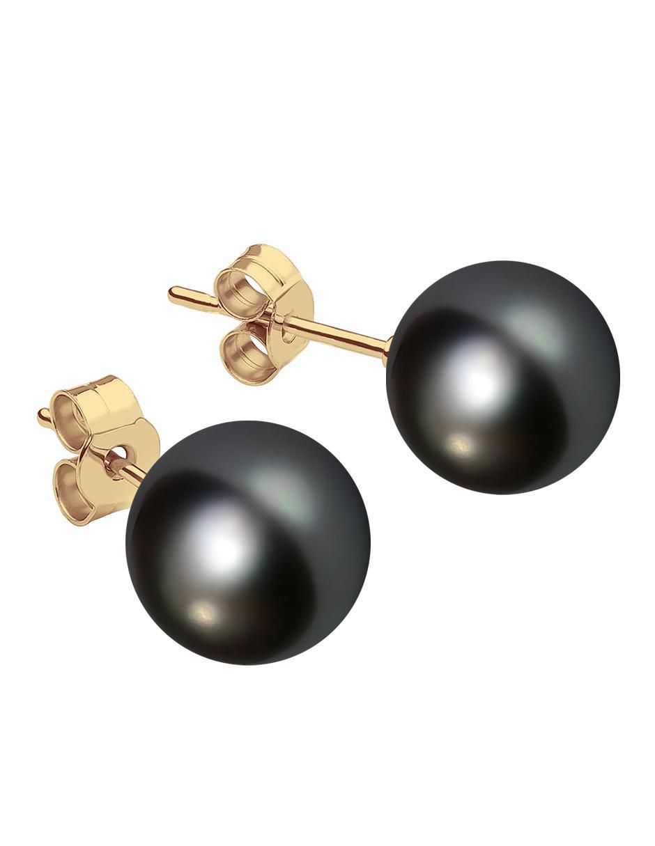 Broqueles redondos Aurore con acabado chapa de oro perla de cristal 3