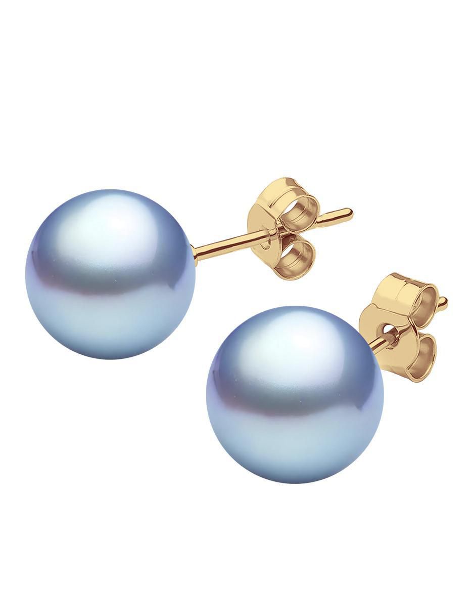 Broqueles redondos Aurore con acabado chapa de oro perla de cristal