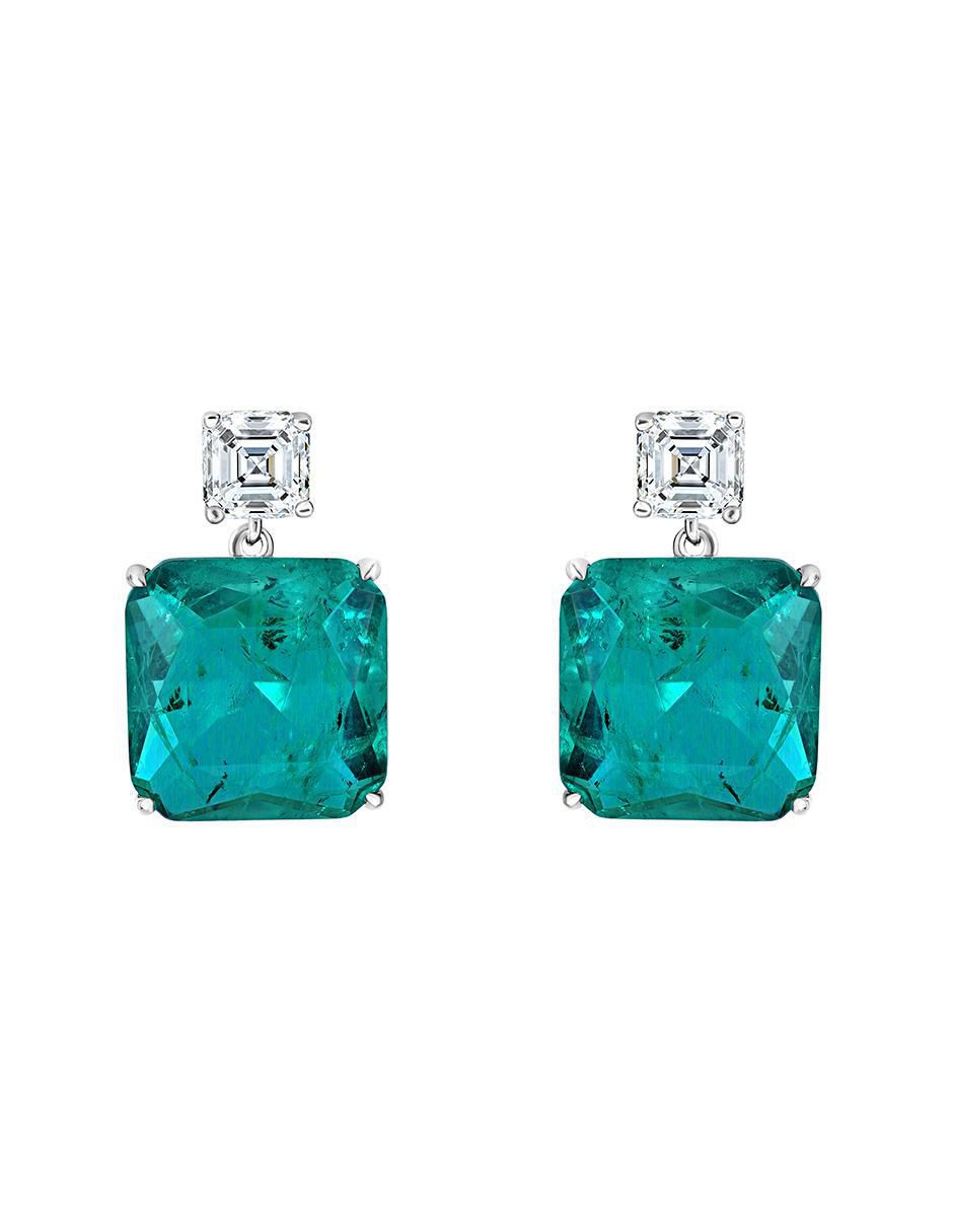 Broqueles cuadrados de plata P 925 con acabado brillante turmalina Broqueles cuadrados de plata P 925 con acabado brillante turmalina