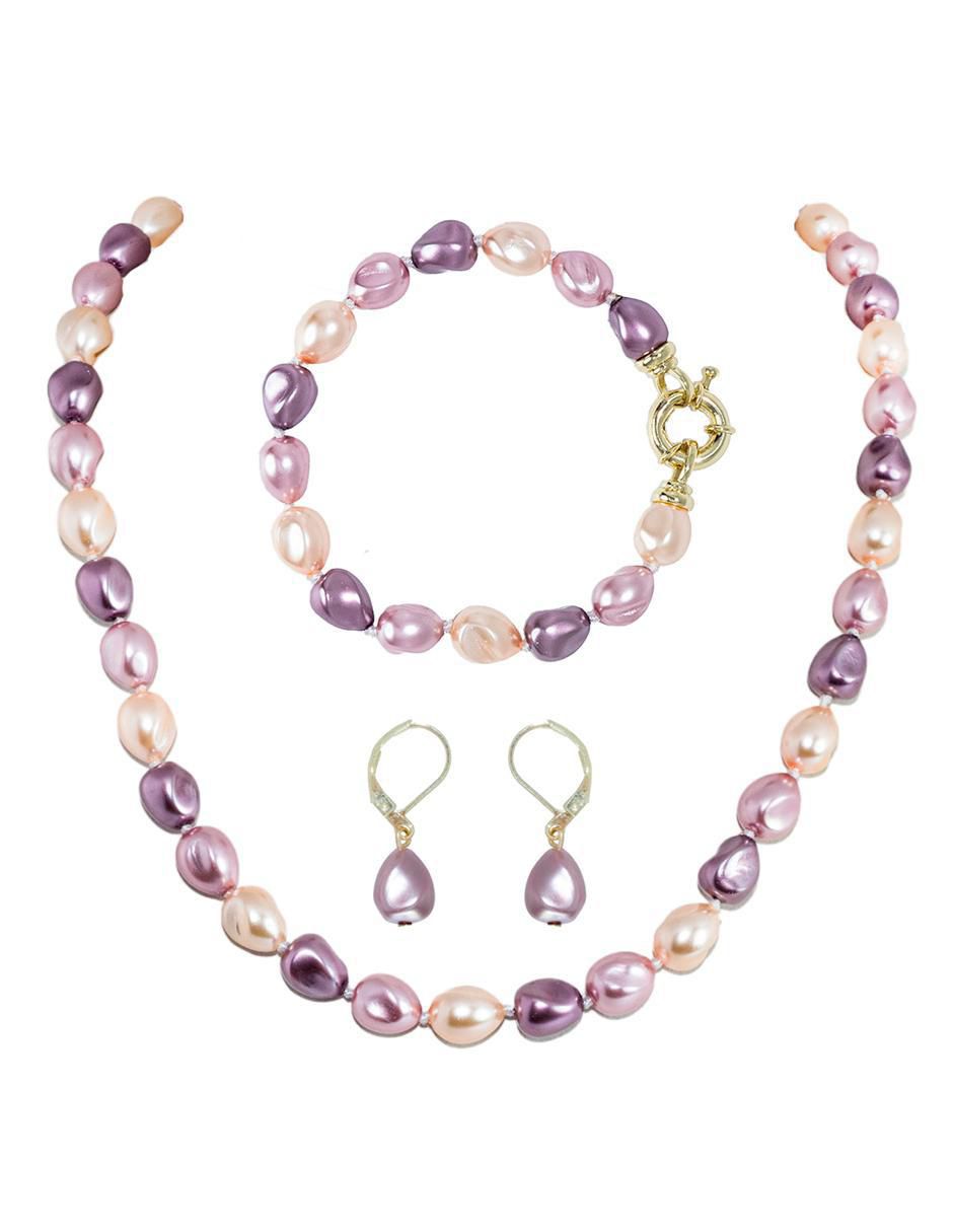 Aretes, collar y pulsera Perlas de Mallorca perla Aretes, collar y pulsera Perlas de Mallorca perla