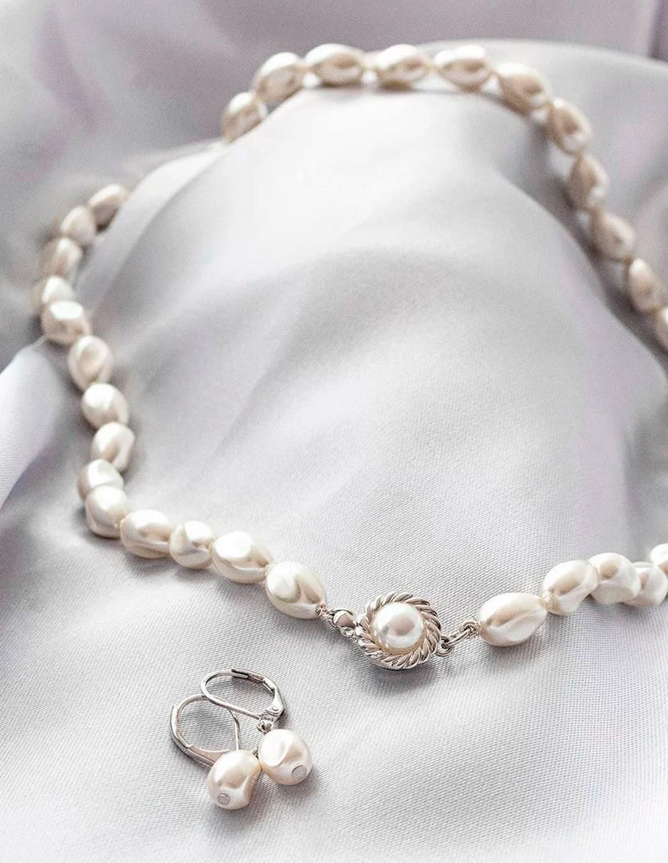 Aretes, collar y pulsera Perlas de Mallorca perla 6