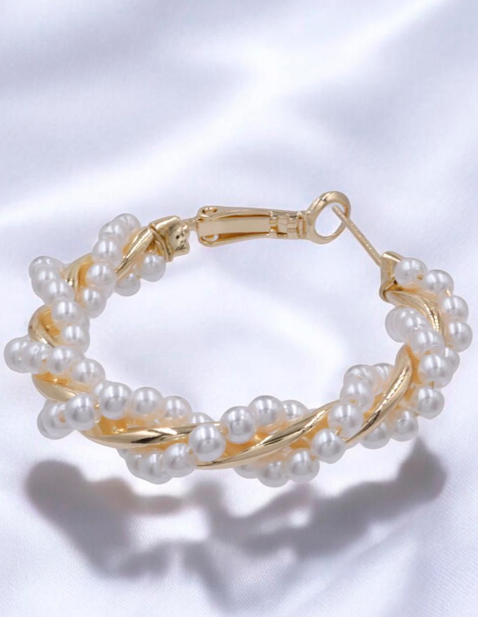Arracadas de entrelazado Perlas De Mallorca con acabado brillante perla 7