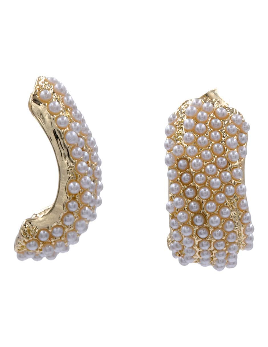 Aretes de aro con acabado brillante perla 3