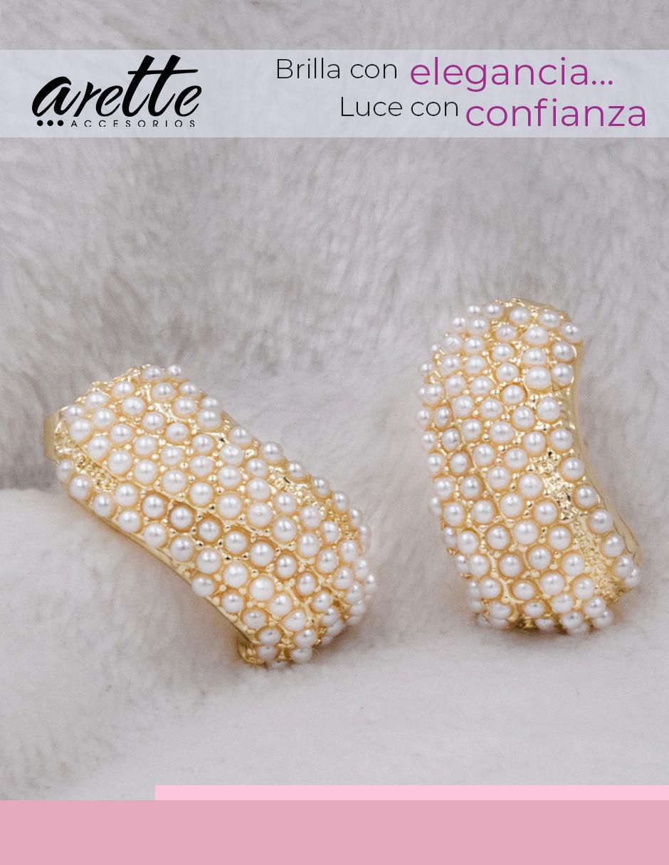 Aretes de aro con acabado brillante perla 6