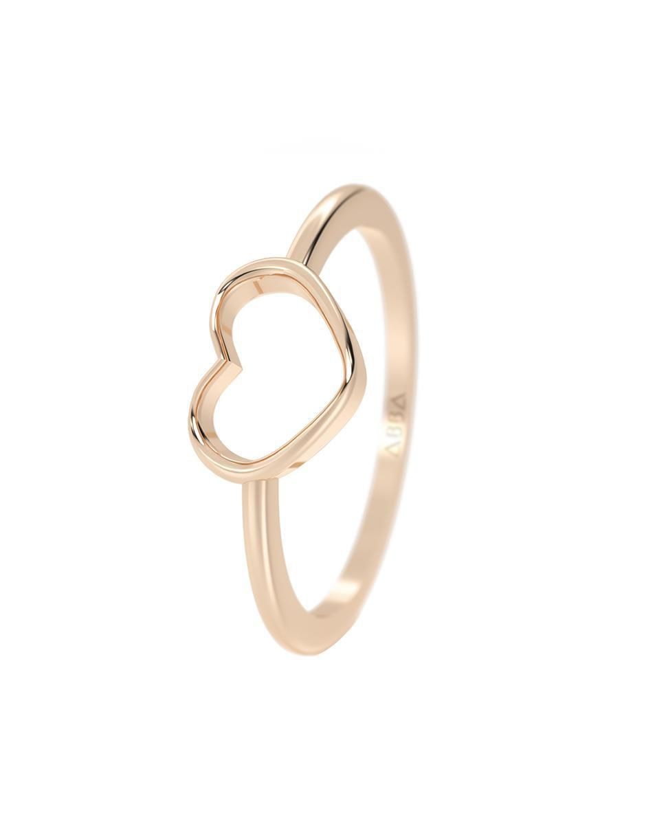 Anillo de corazón 14 k de oro brillante 2