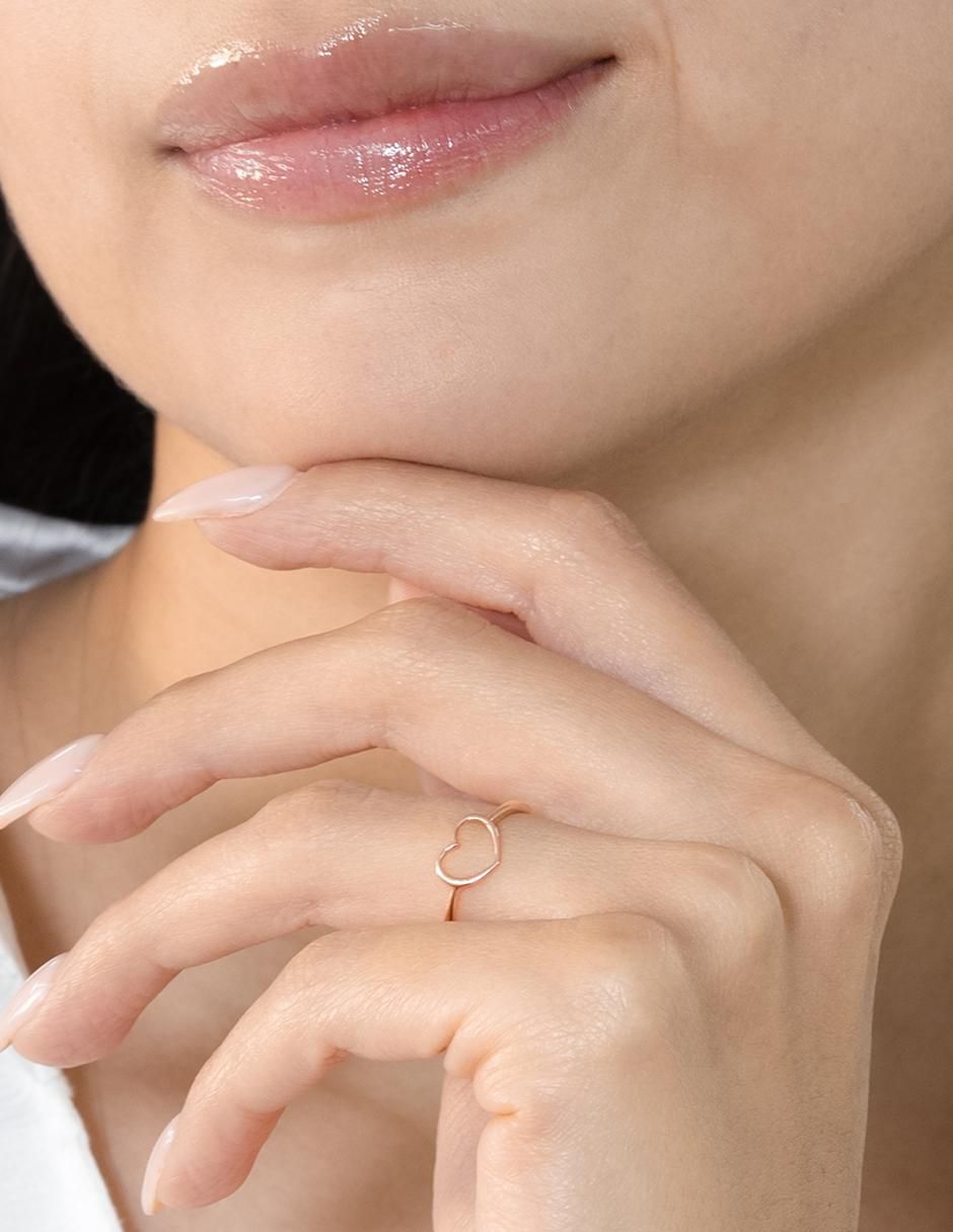 Anillo de corazón 14 k de oro brillante 4
