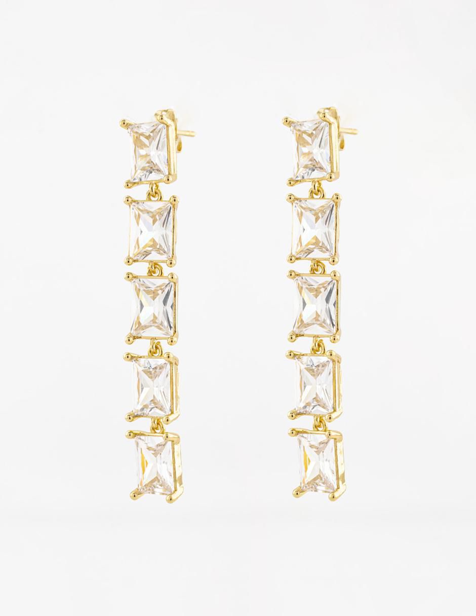 Aretes rectangulares Única con acabado chapa de oro 1
