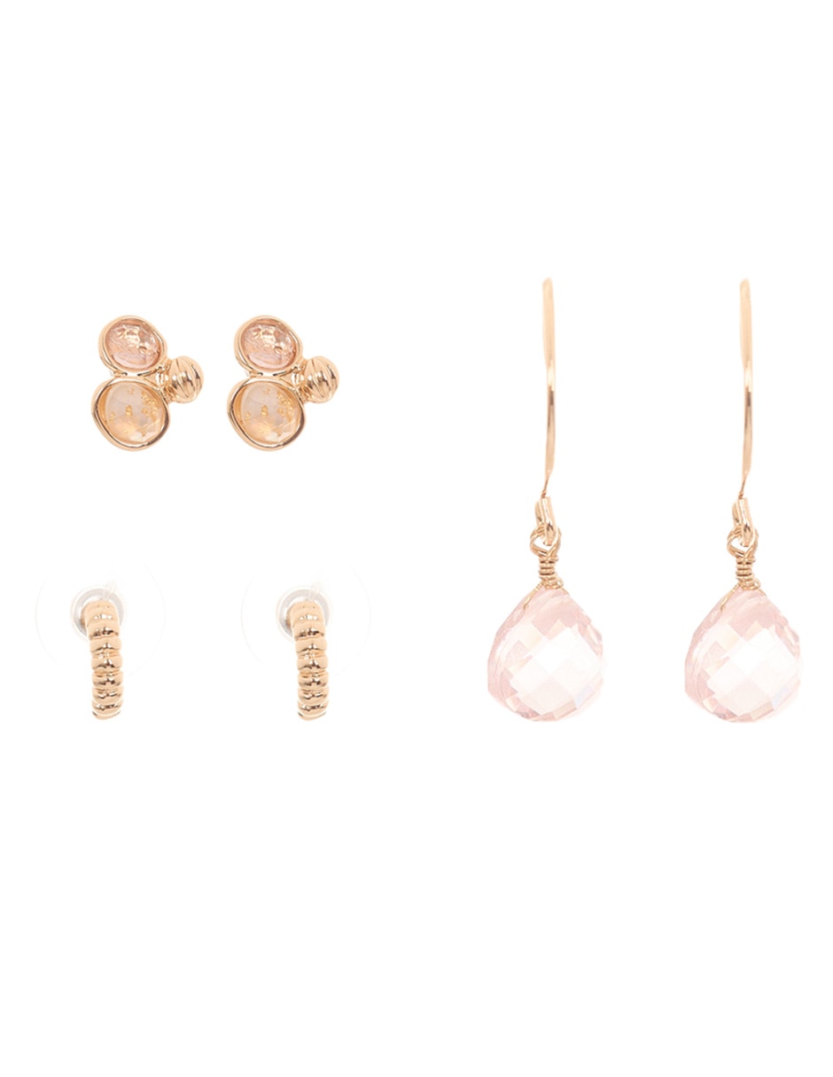 Set de aretes con acabado brillante