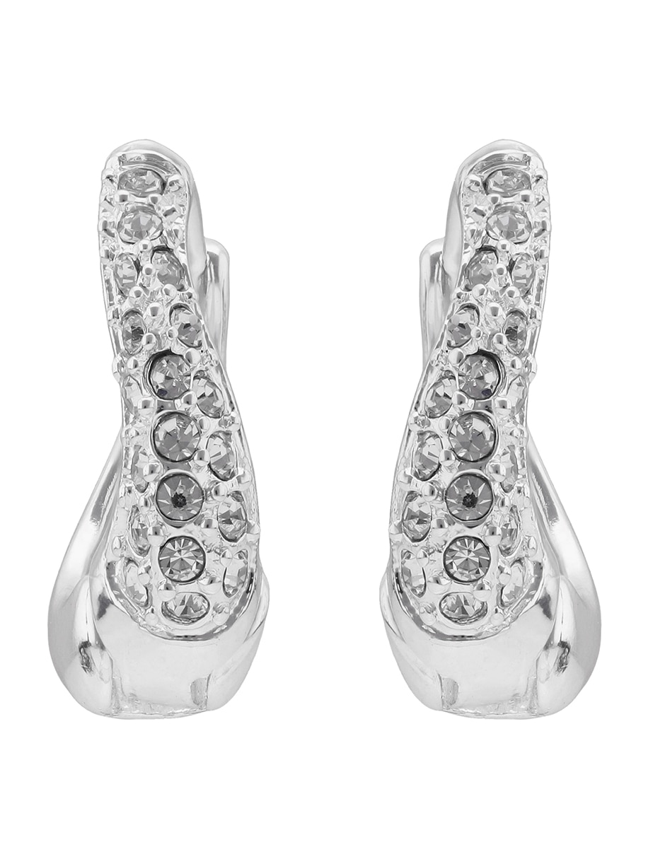 Aretes huggies Twisted Crystal Stones con acabado pavé