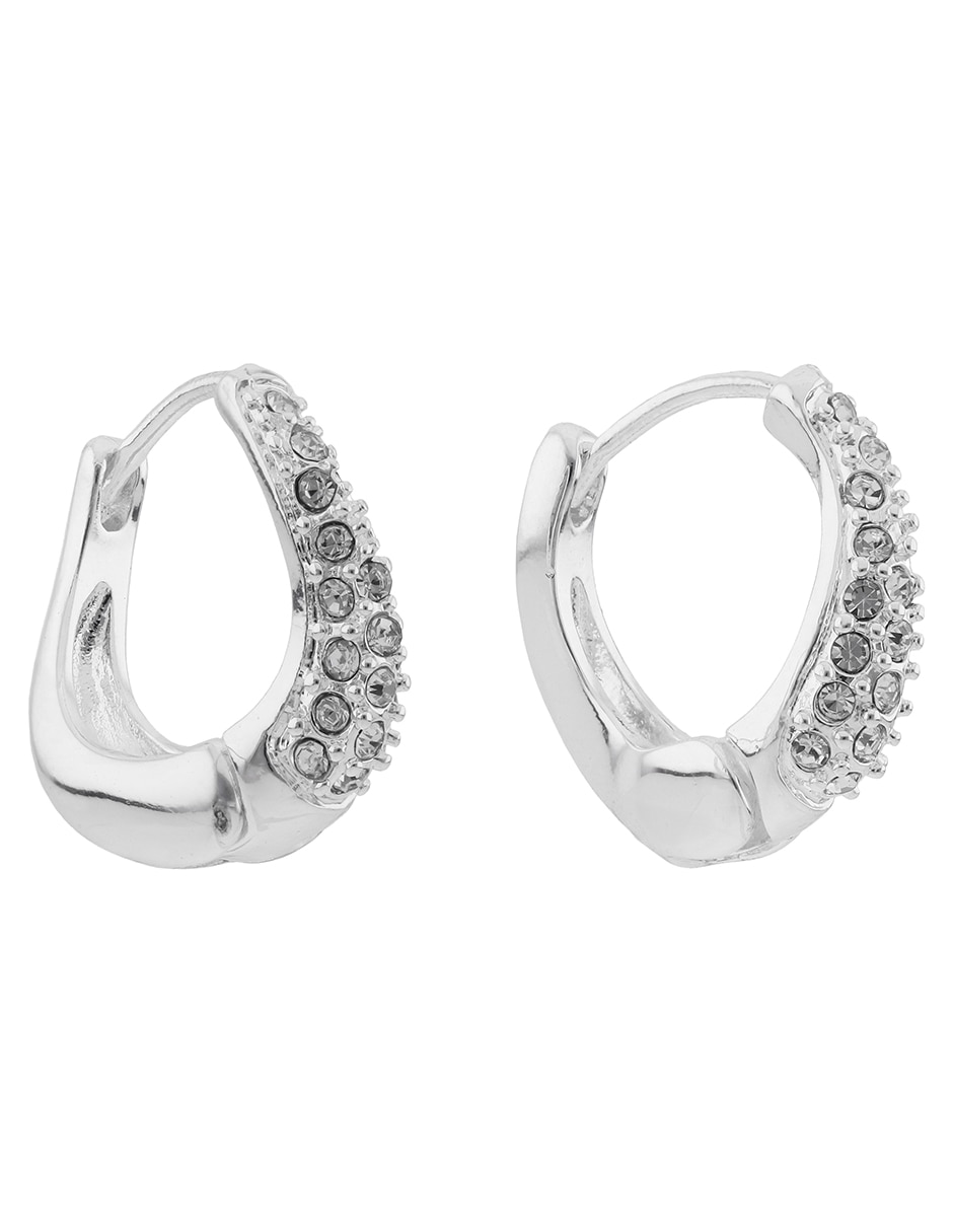 Aretes huggies Twisted Crystal Stones con acabado pavé 2