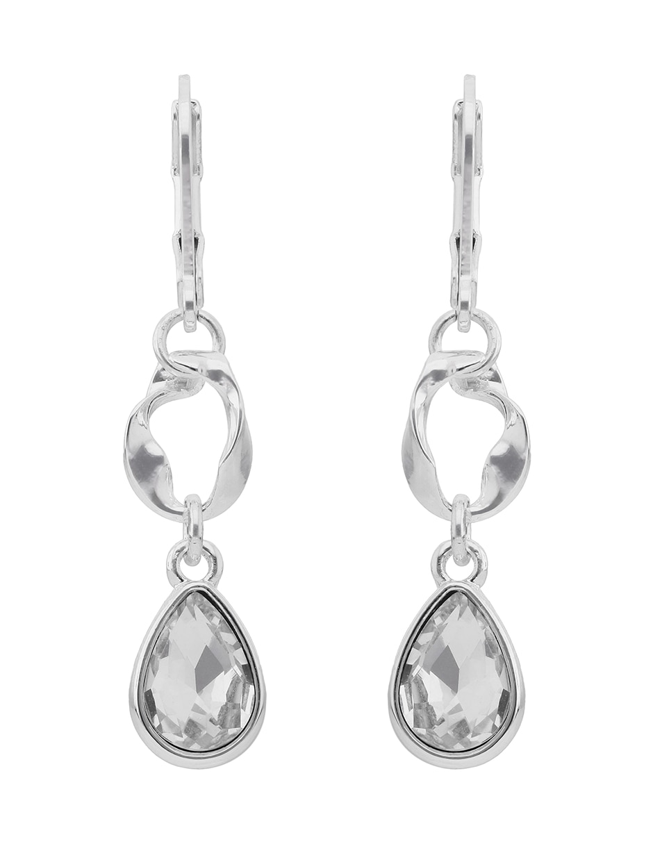 Aretes largos de gota Twisted Crystal Stones con acabado brillante zirconia Aretes largos de gota Twisted Crystal Stones con acabado brillante zirconia