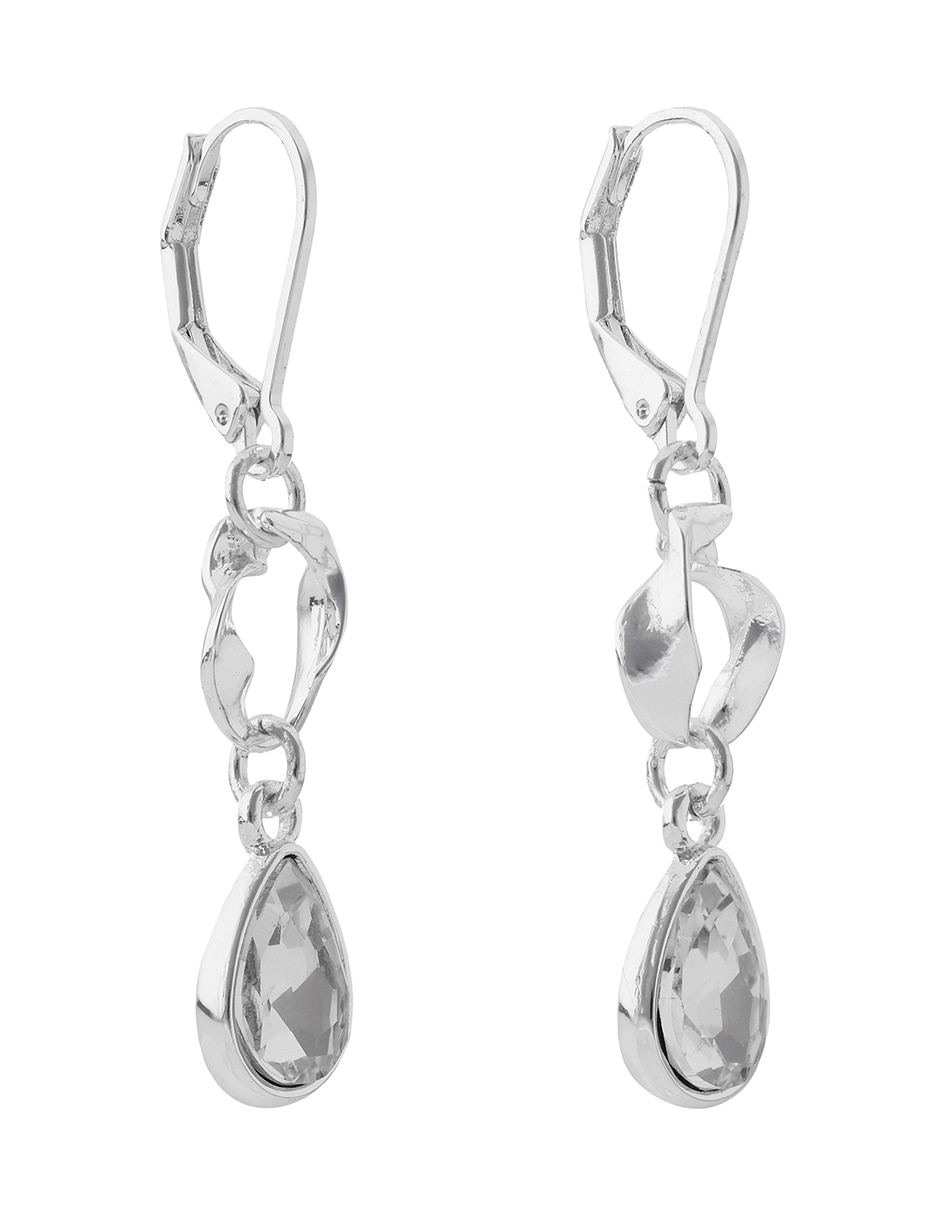 Aretes largos de gota Twisted Crystal Stones con acabado brillante zirconia 2
