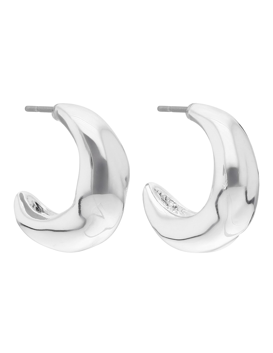 Arracadas de media luna con acabado brillante 2