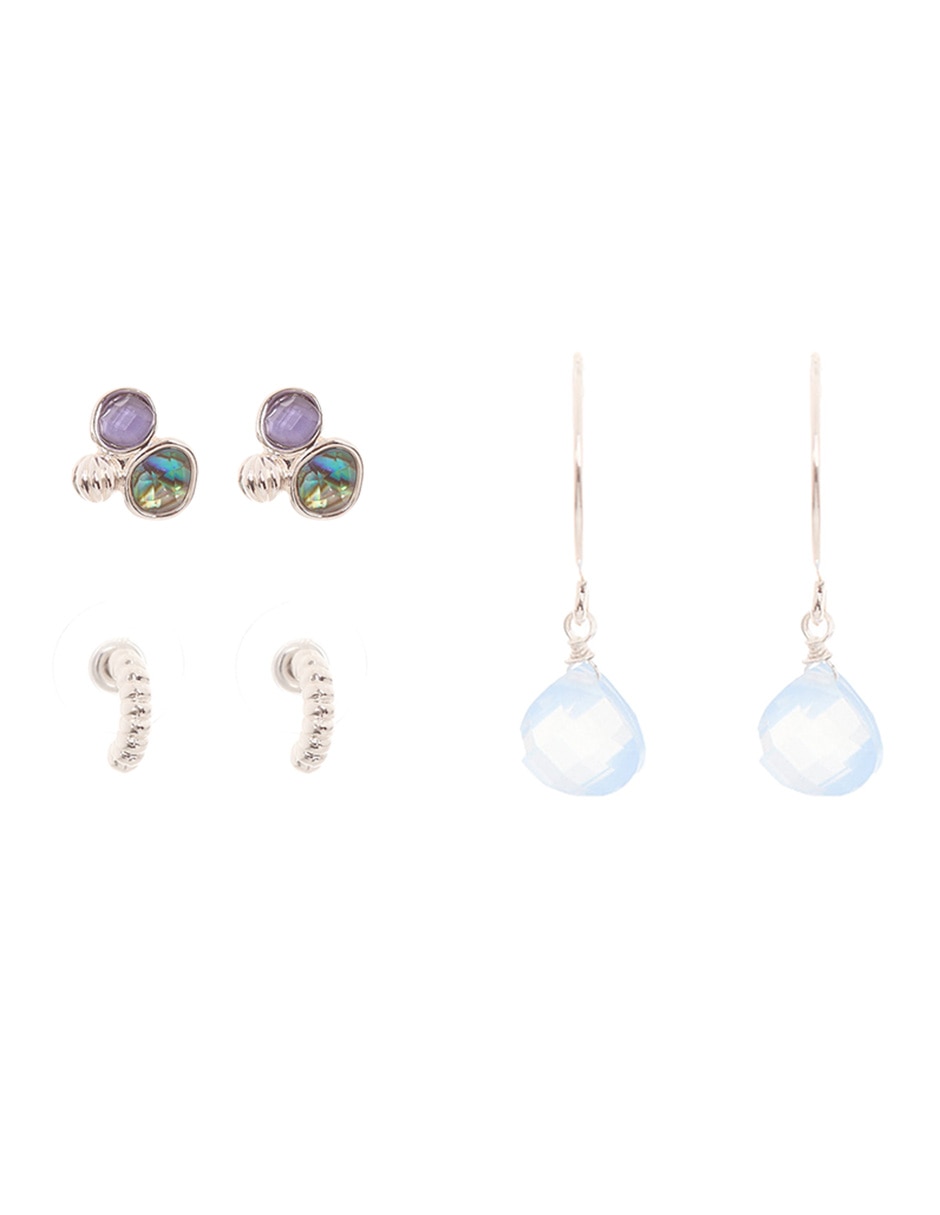 Set de aretes Abalone con acabado brillante