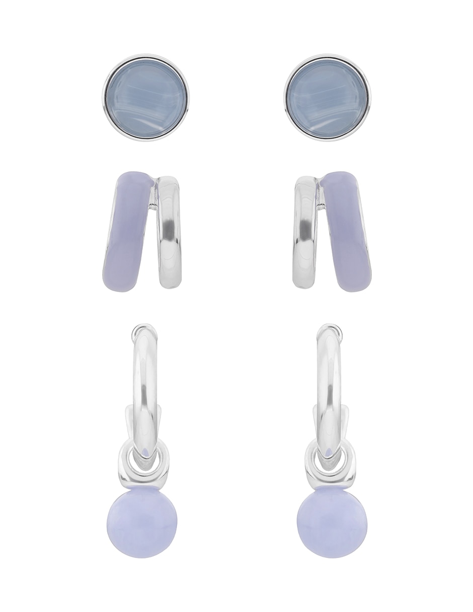 Set de aretes con acabado brillante