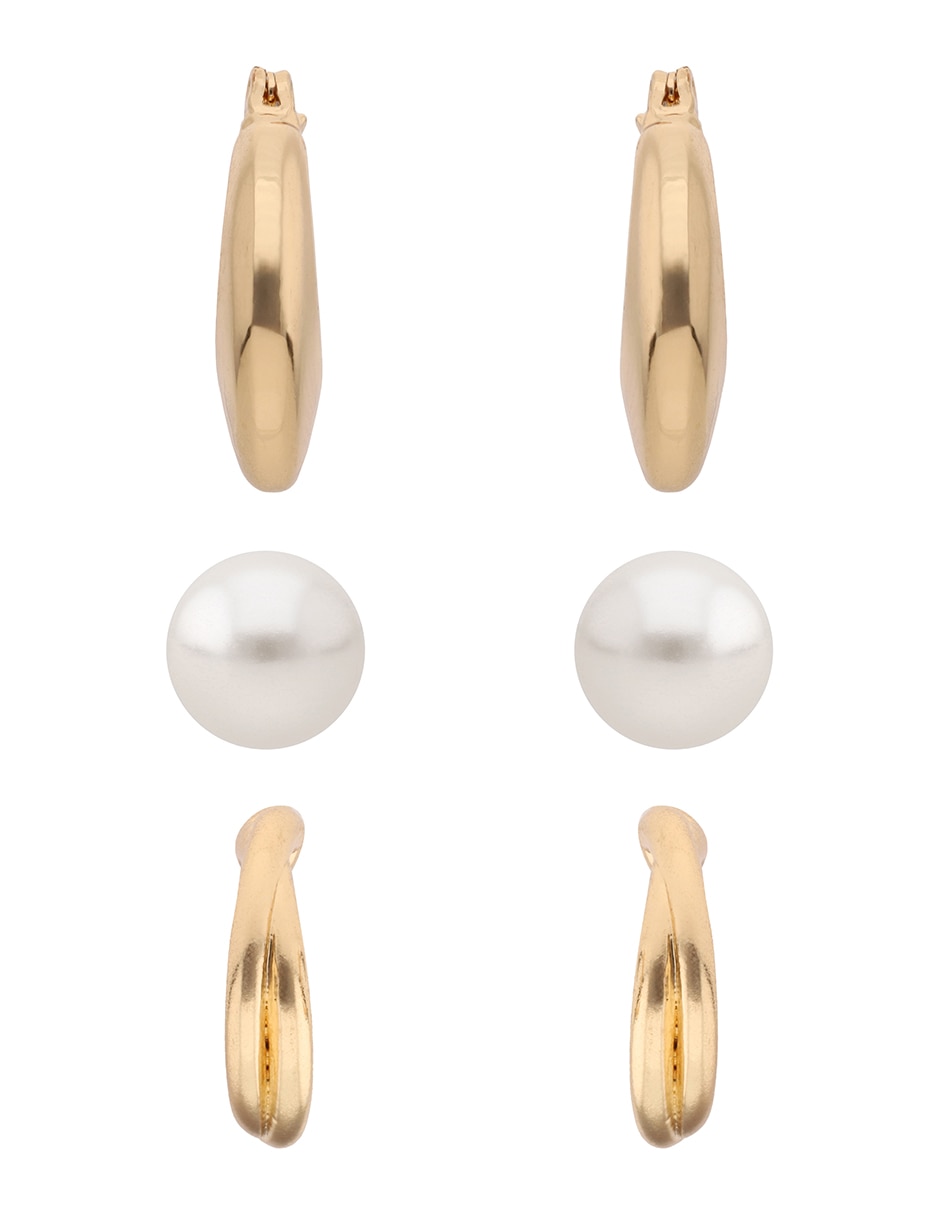 Set de aretes con acabado brillante