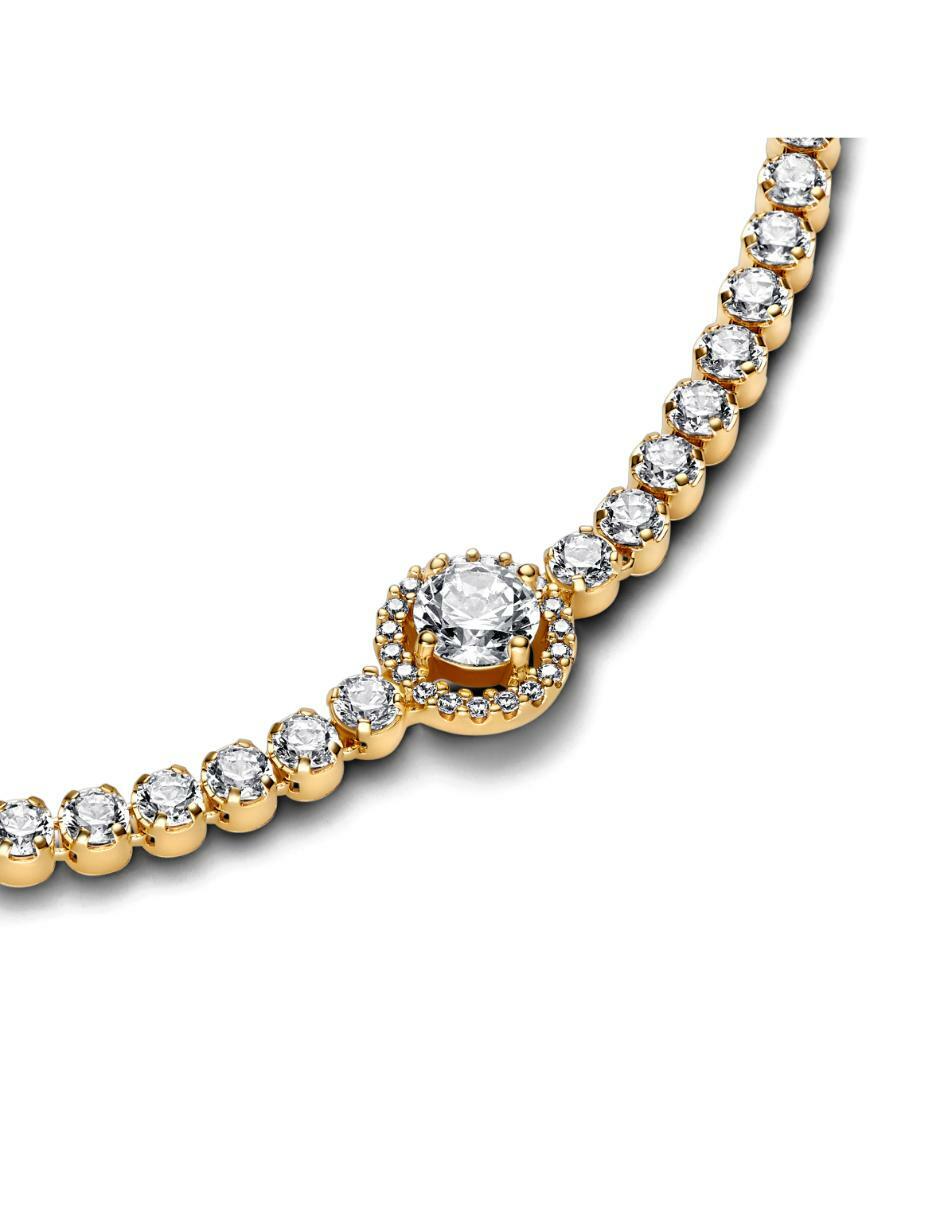 Brazalete de plata P 925 Eterna con acabado baño de oro 2