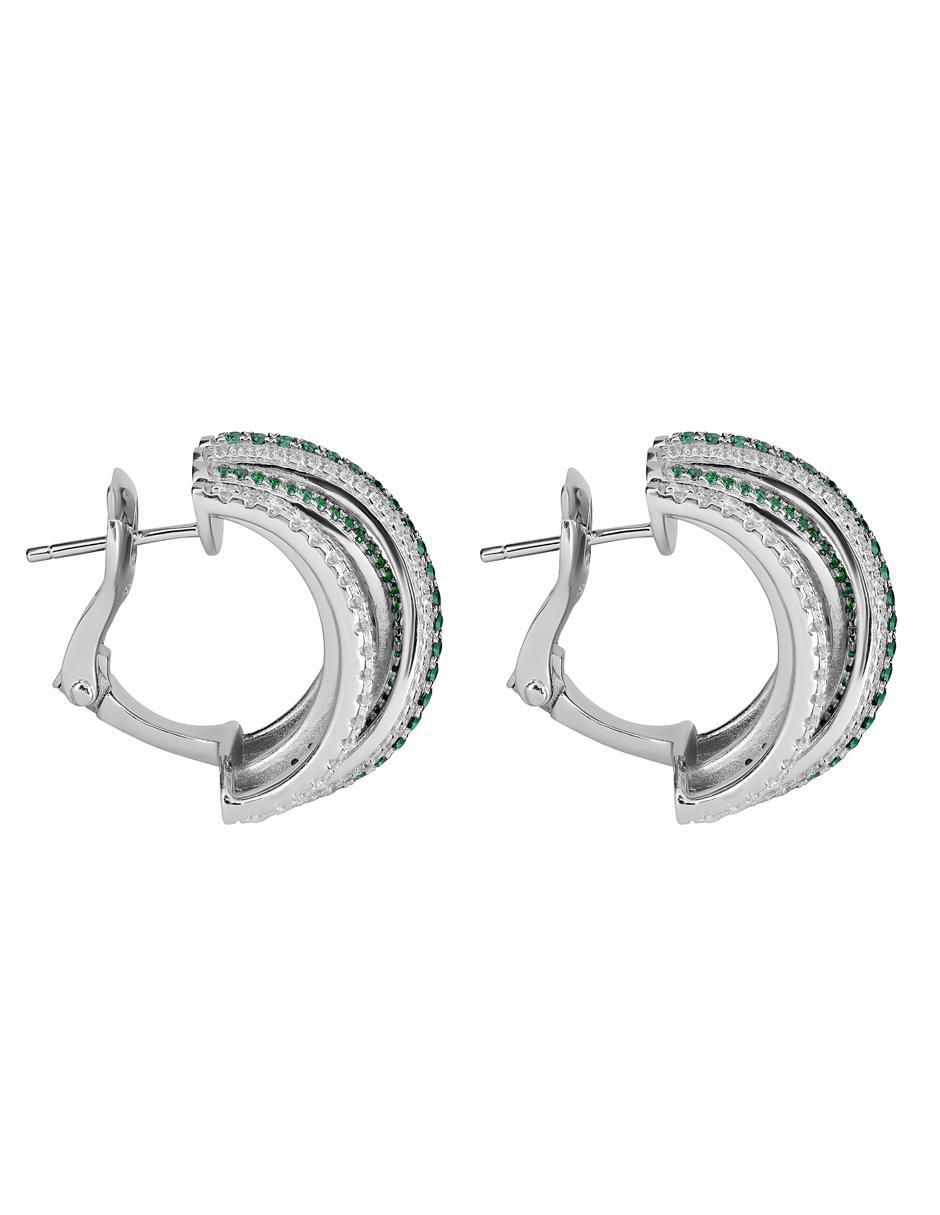 Arracadas de plata P 925 con acabado brillante esmeralda 3