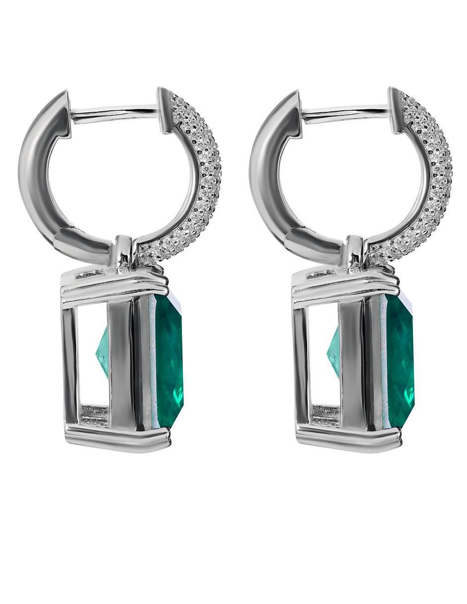 Aretes cuadrados de plata P 925 con acabado pavé turmalina 3