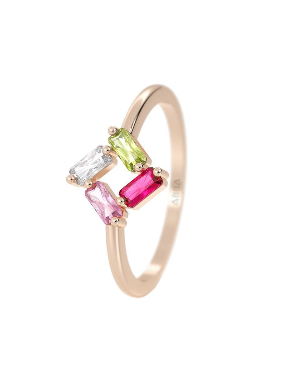 Anillo cuadrado 10 k de oro zirconia brillante 2
