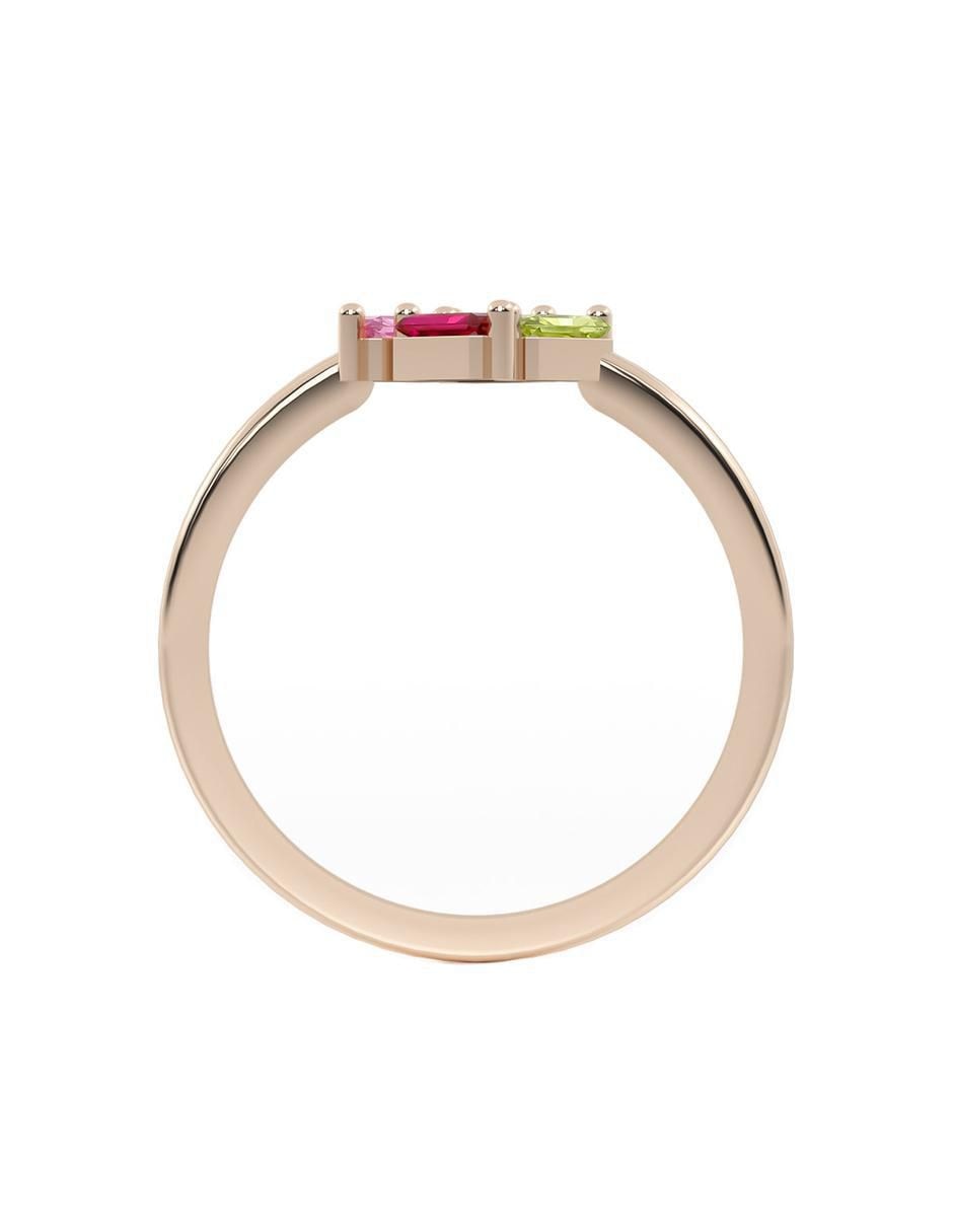 Anillo cuadrado 10 k de oro zirconia brillante 3