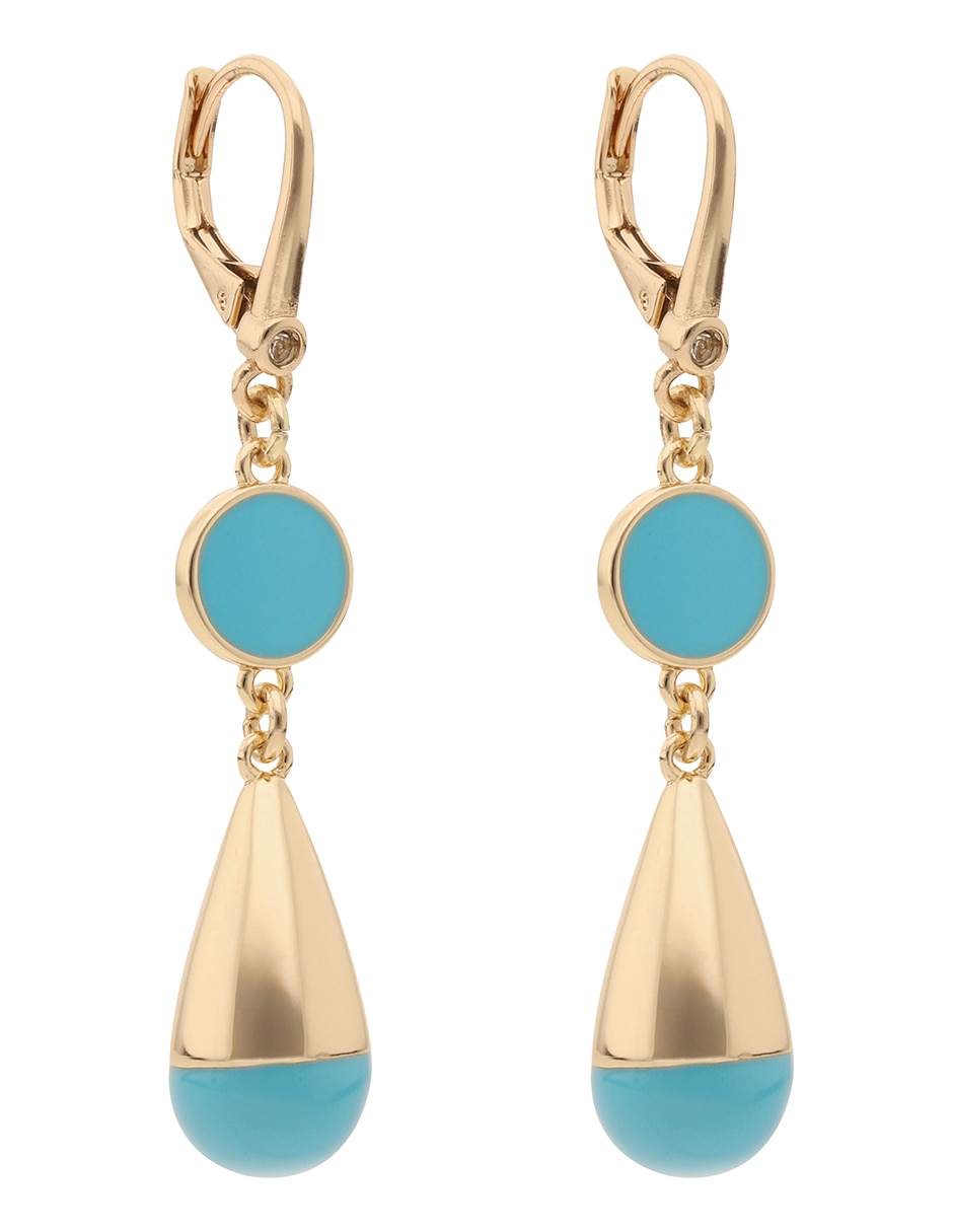 Aretes largos de gota Polly con acabado esmaltado 2