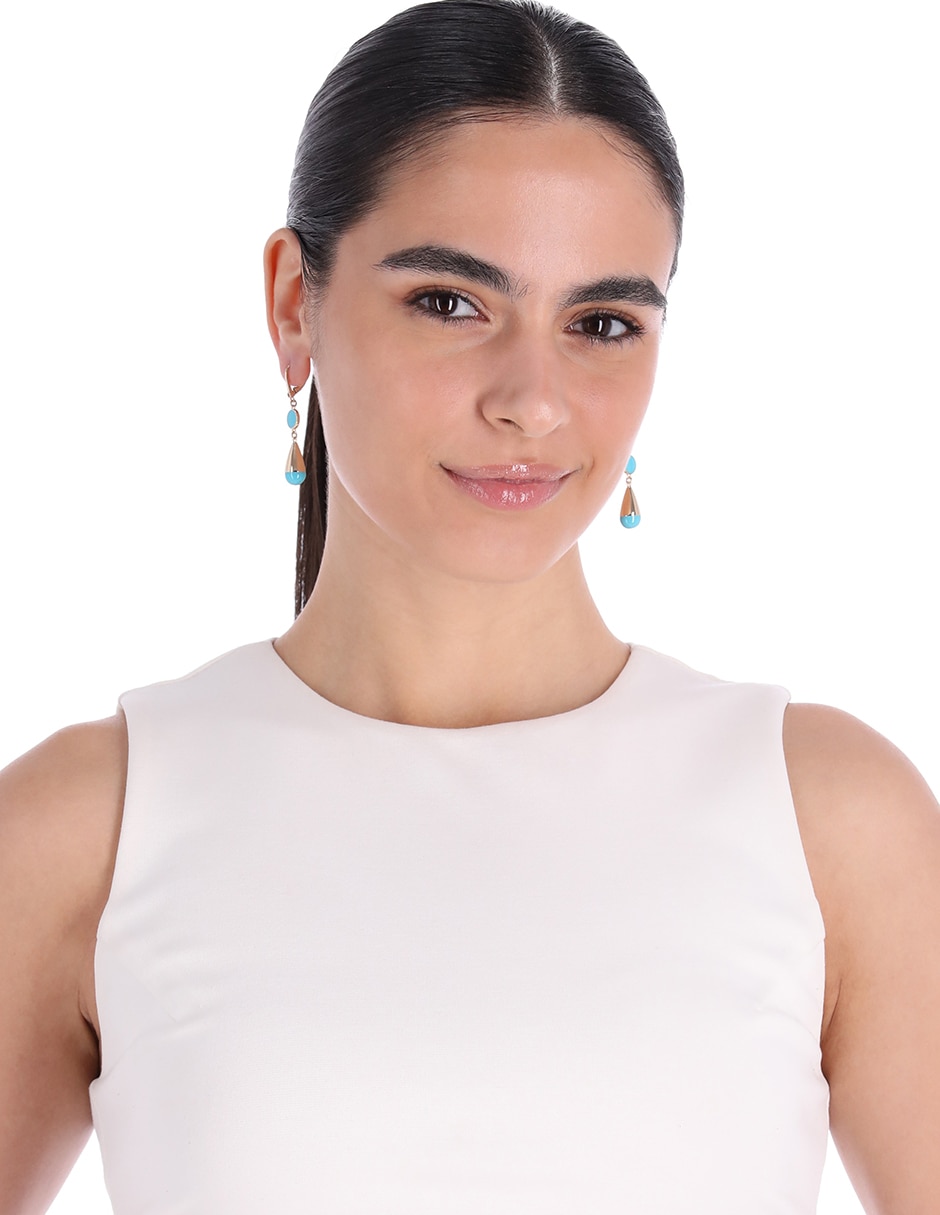 Aretes largos de gota Polly con acabado esmaltado 3