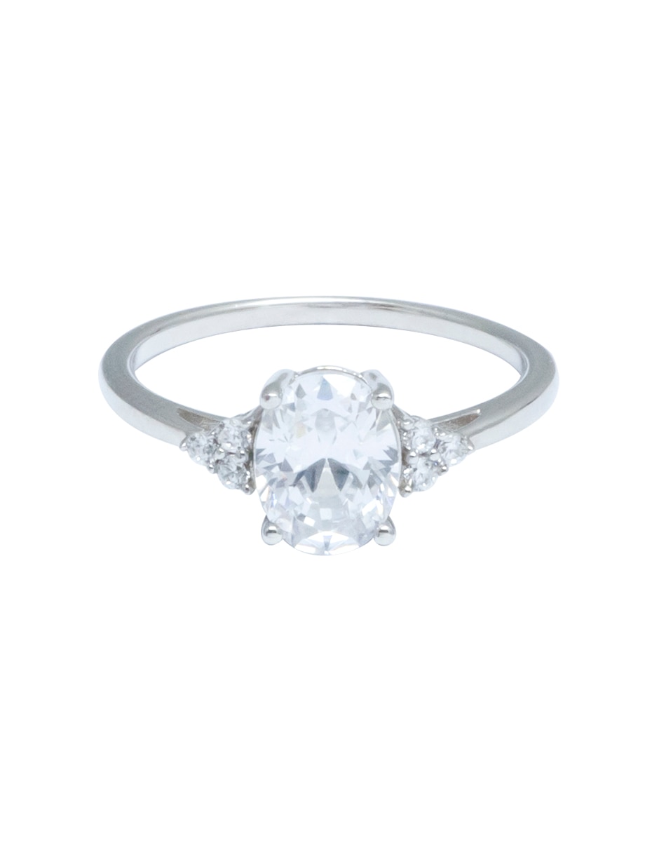 Anillo ovalado Shine P 925 de plata zirconia brillante