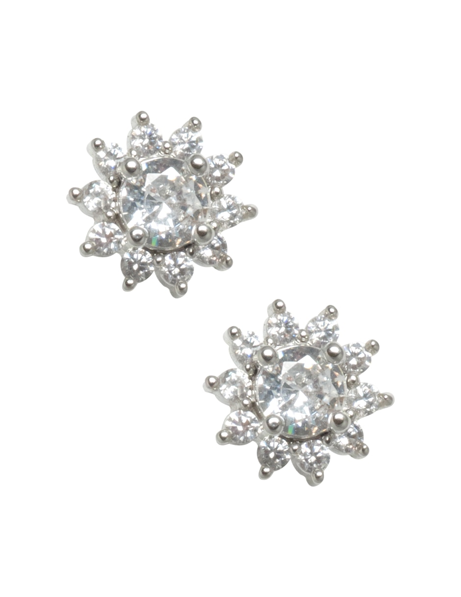 Broqueles de flor con acabado pavé zirconia