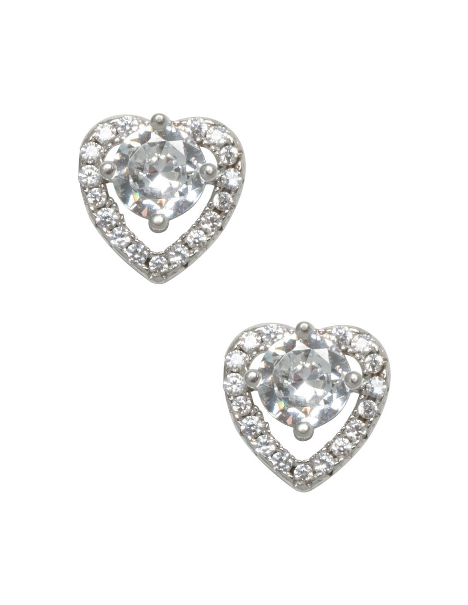 Broqueles de corazón con acabado pavé cristal