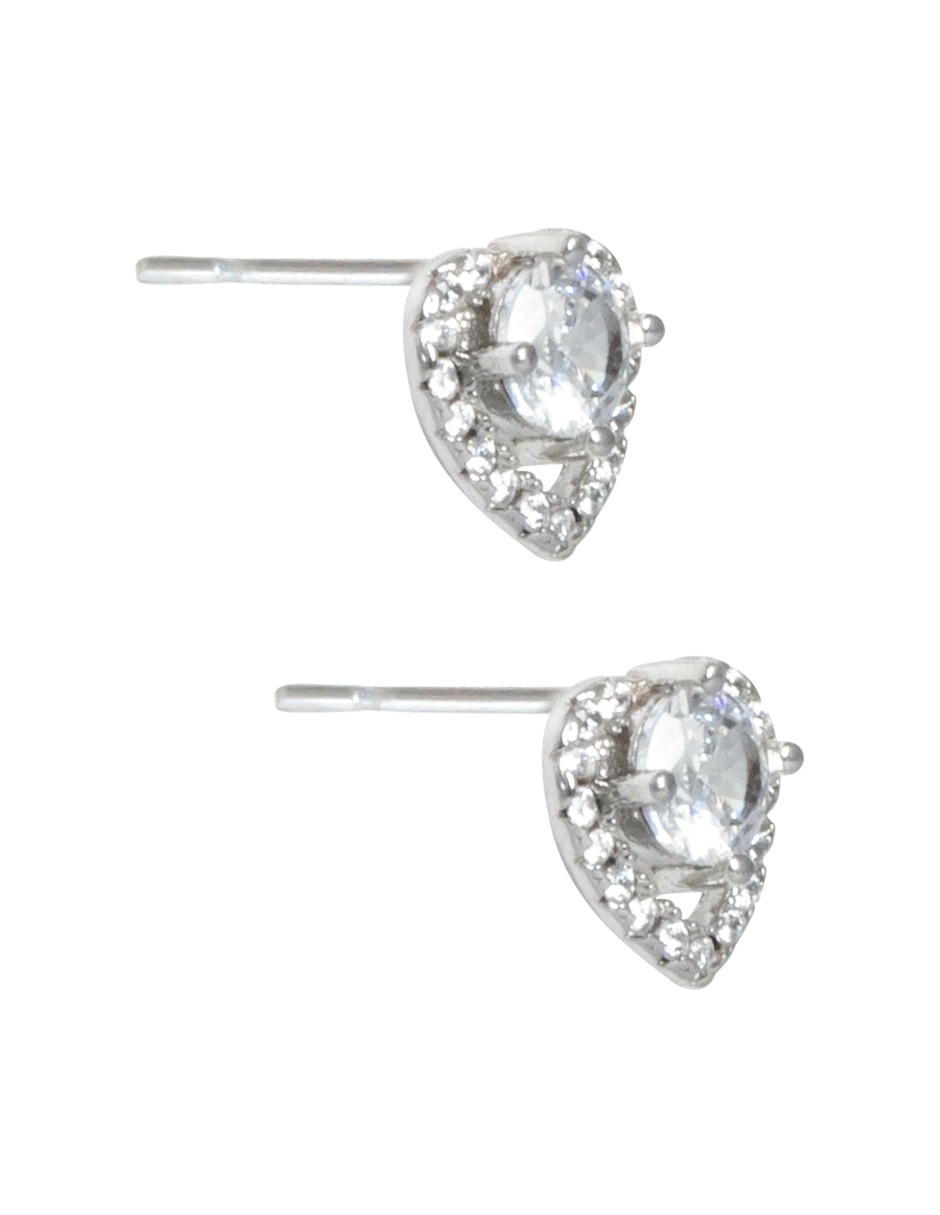Broqueles de corazón con acabado pavé cristal 2