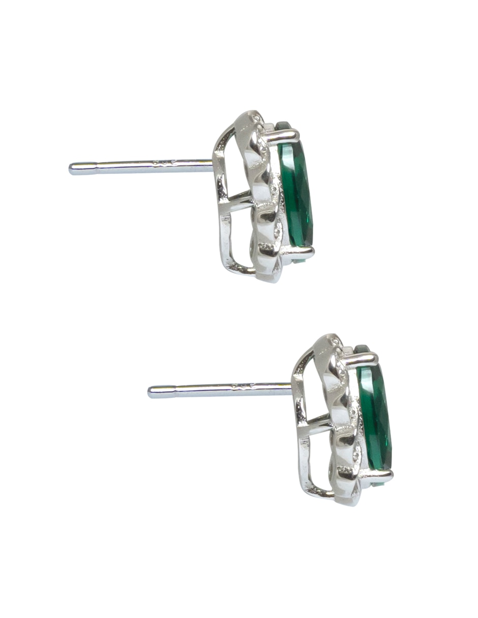 Aretes ovalados Vintage de plata P 925 con acabado brillante zirconia 3