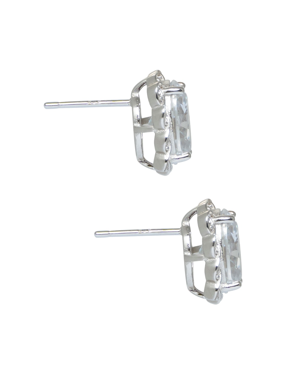 Aretes ovalados Vintage de plata P 925 con acabado brillante zirconia 3