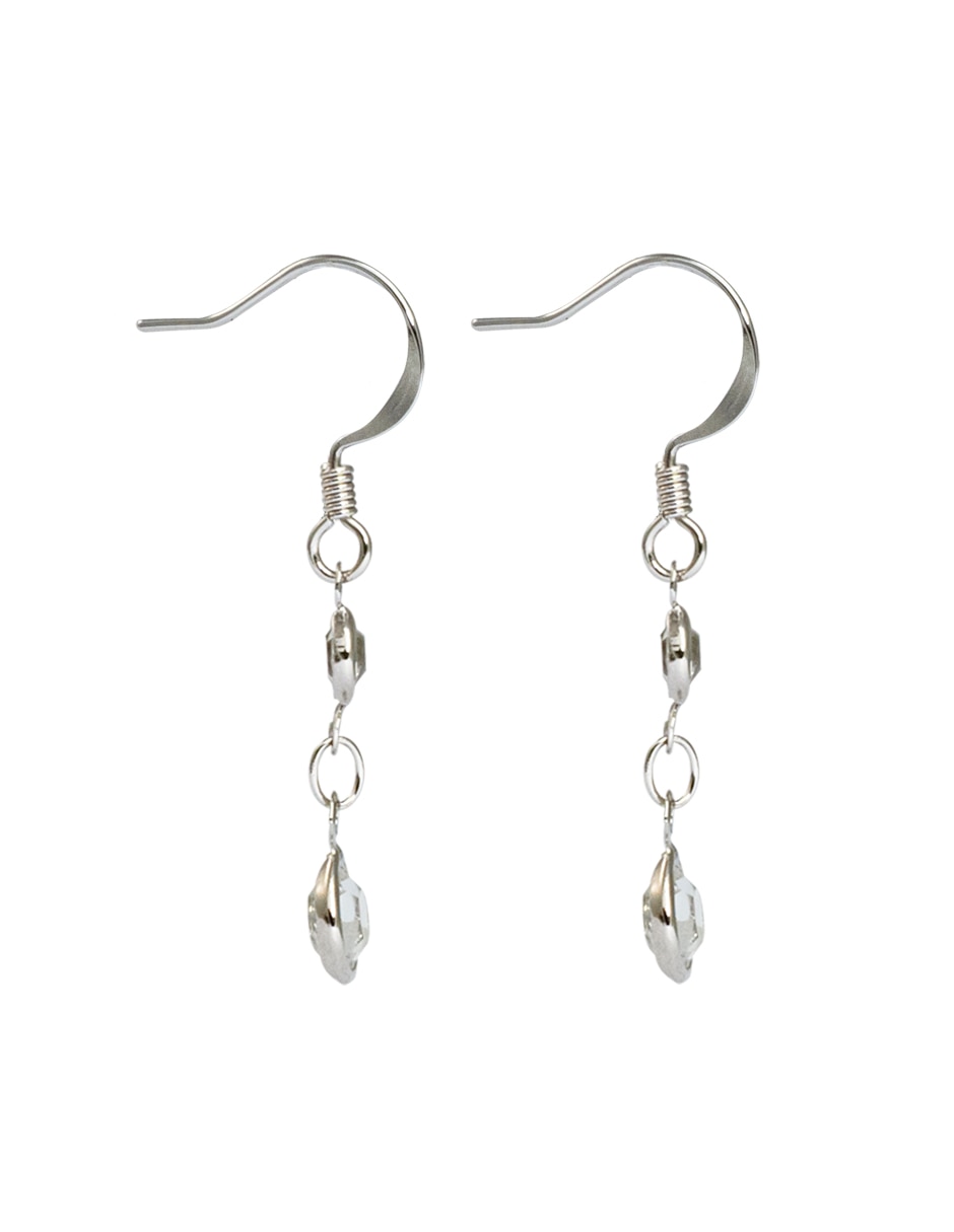 Aretes circulares con acabado baño rodio cristal 3