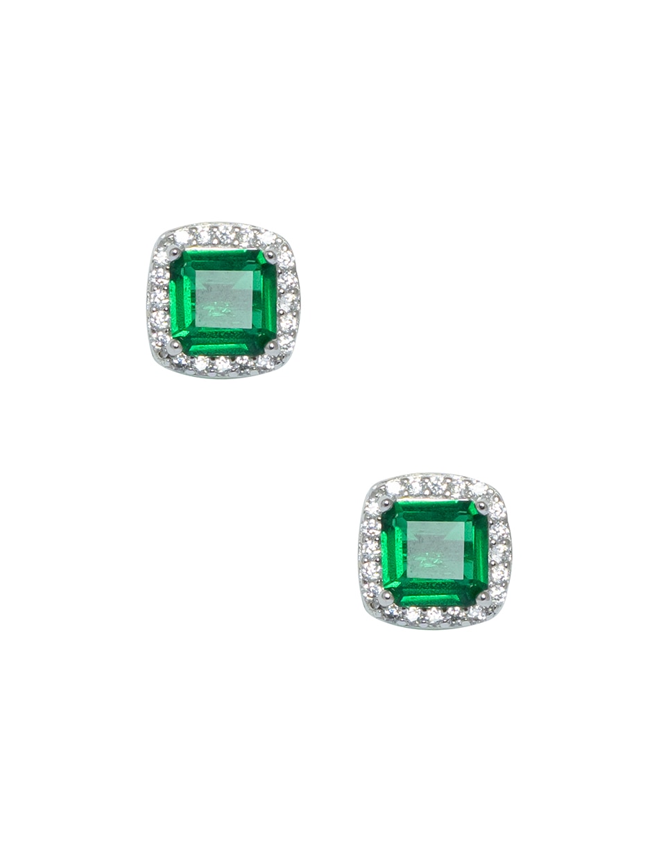 Aretes cuadrados Basic de plata P 925 con acabado pavé zirconia